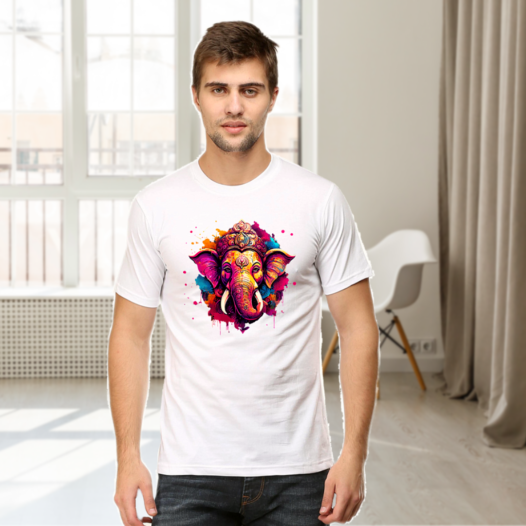 Men's T-Shirt - Ganesha's Holi Splash