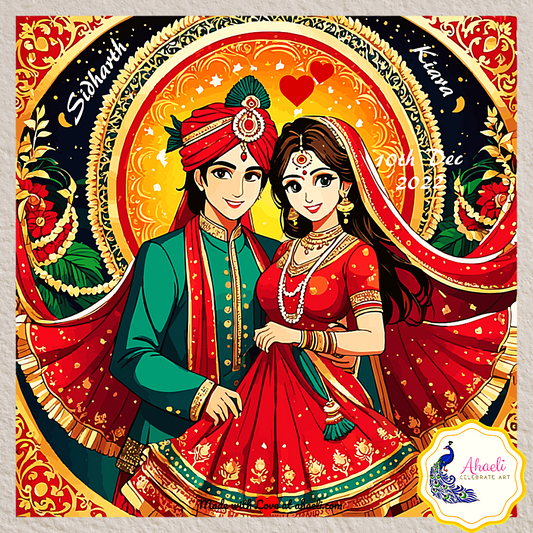 Personalized Indian Wedding Art - Regal Romance - Ahaeli