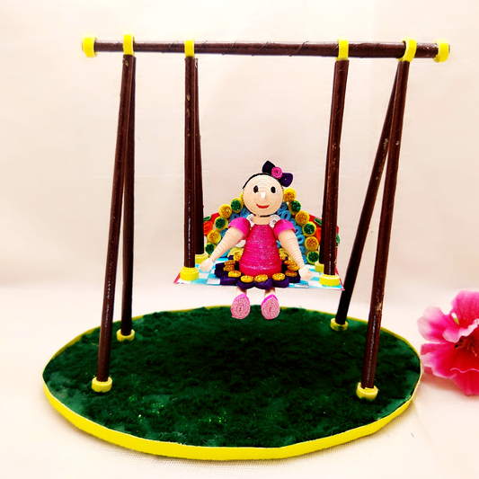 Miniature - Doll on Swing - Quilled Art - Ahaeli