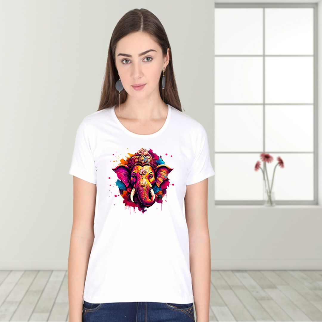 Women's T-Shirt - Ganesha's Holi Splash