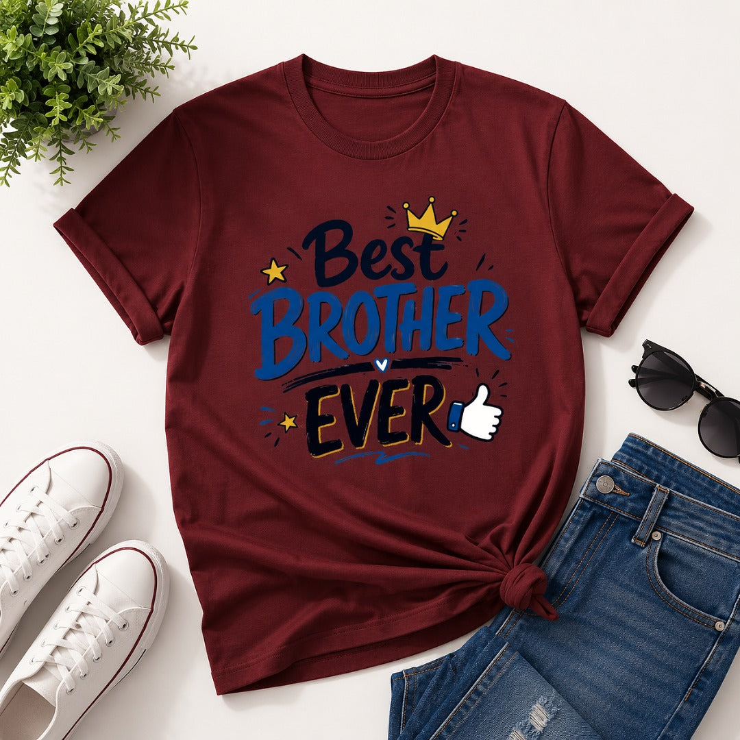 Ahaeli Best Brother Ever brick red men's cotton T-shirt with premium graphic print.