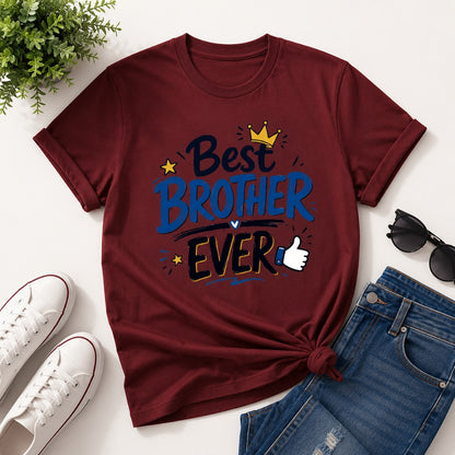 Ahaeli Best Brother Ever brick red men's cotton T-shirt with premium graphic print.