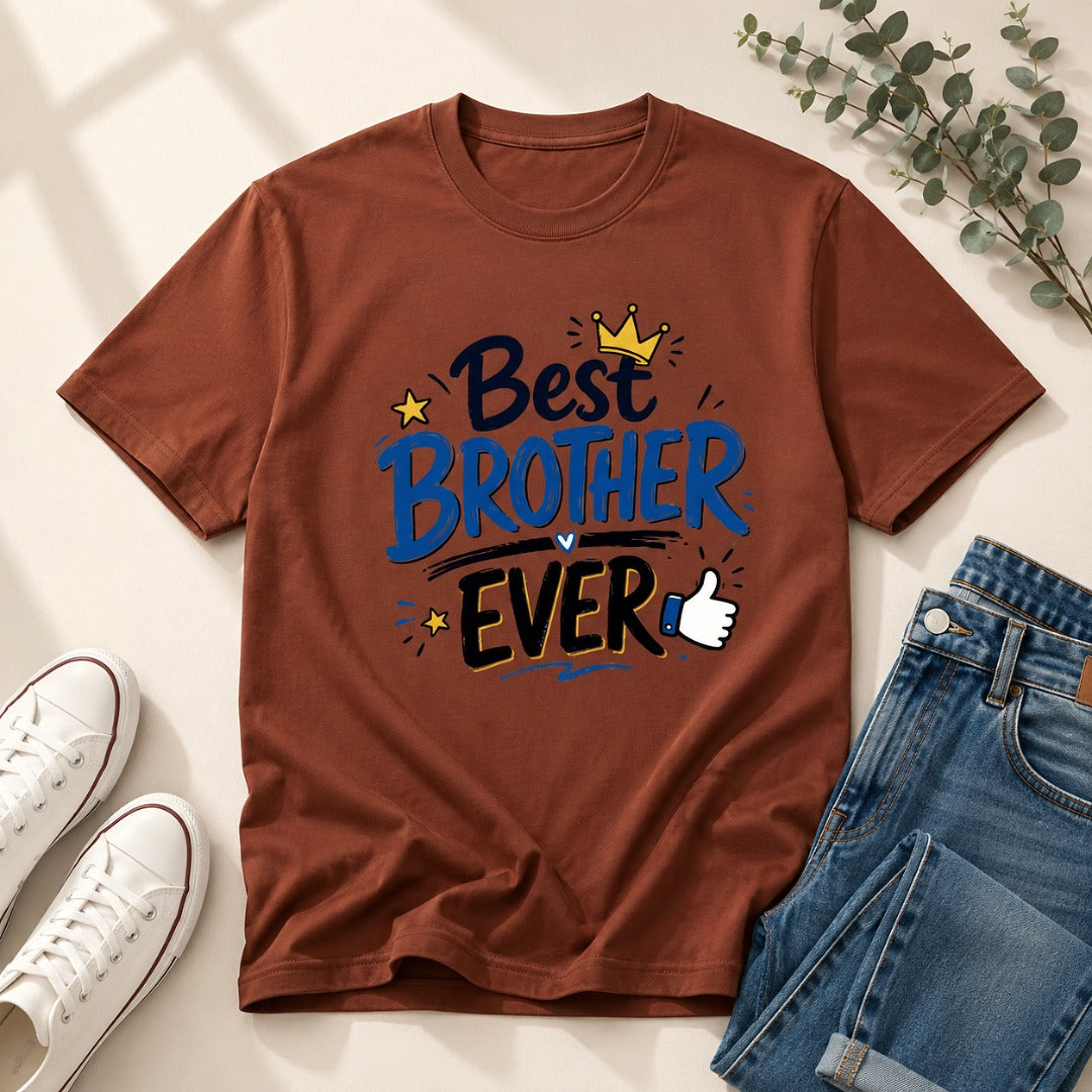 Ahaeli Best Brother Ever copper men's cotton T-shirt with premium graphic print.