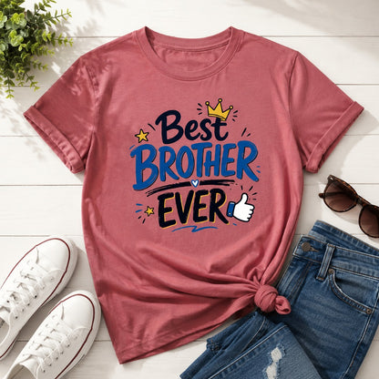 Ahaeli Best Brother Ever coral men's cotton T-shirt with premium graphic print.