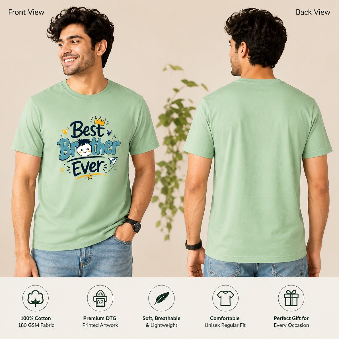 Best Brother Ever Cute Graphic Cotton T-Shirt for Men
