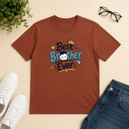 Ahaeli Best Brother Ever Cute Graphic copper men's cotton T-shirt with premium printed design.