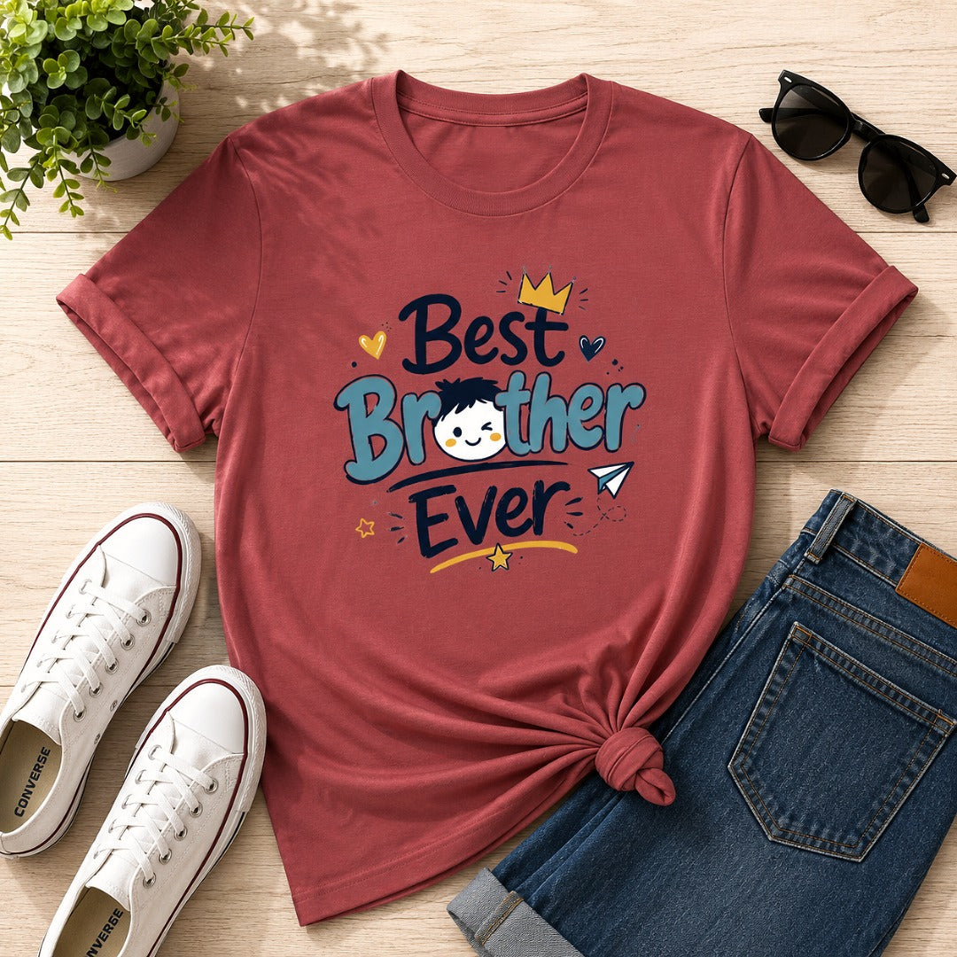 Ahaeli Best Brother Ever Cute Graphic coral men's cotton T-shirt with premium printed design.