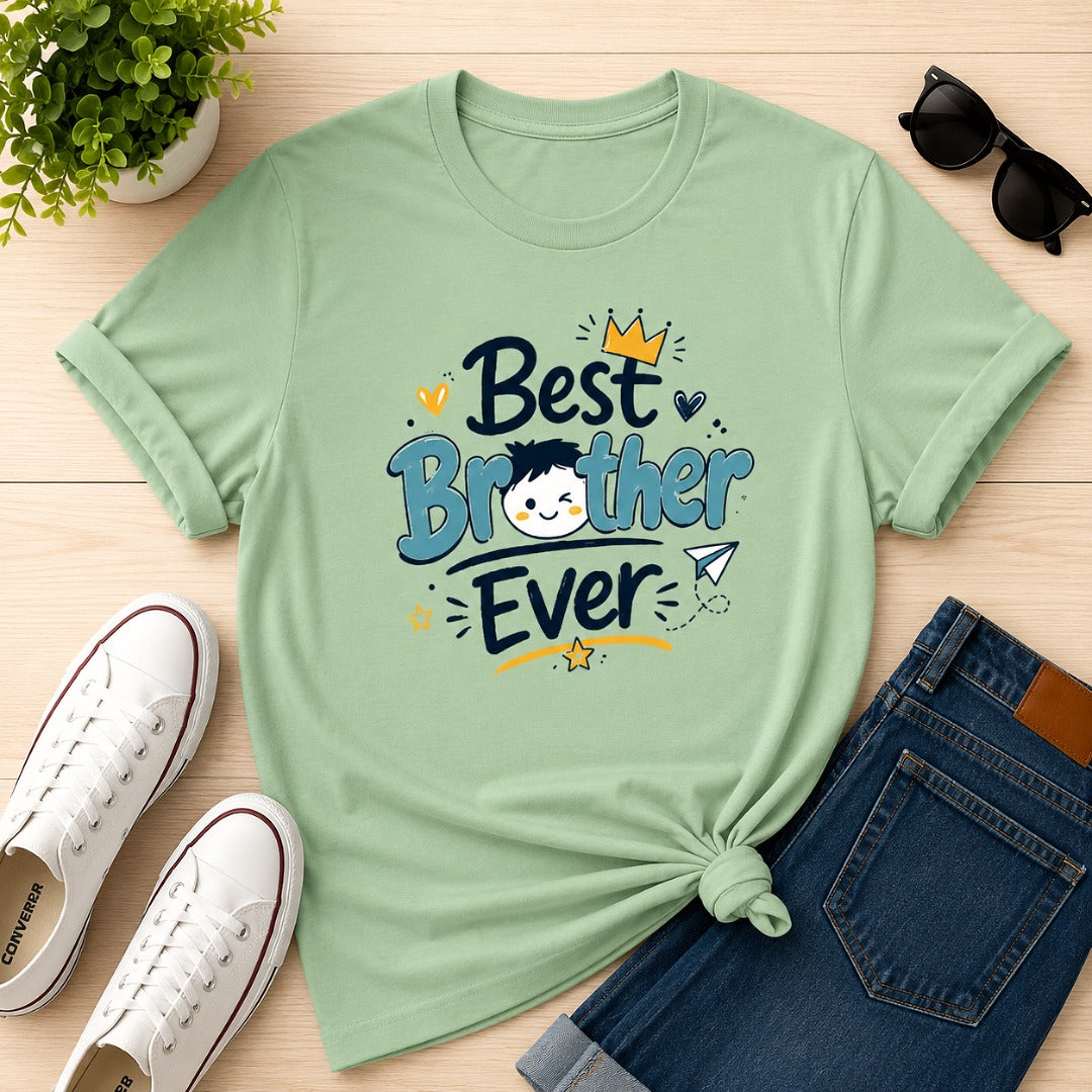 Ahaeli Best Brother Ever Cute Graphic jade men's cotton T-shirt with premium printed design.