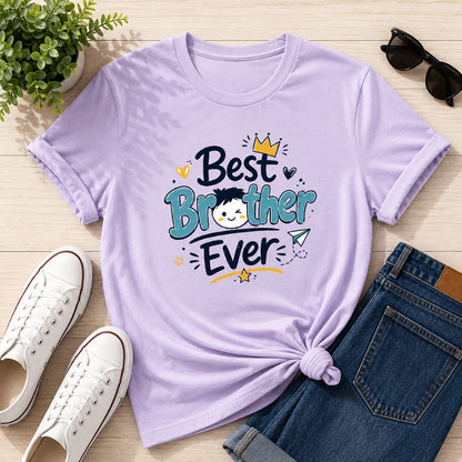 Ahaeli Best Brother Ever Cute Graphic lavender men's cotton T-shirt with premium printed design.