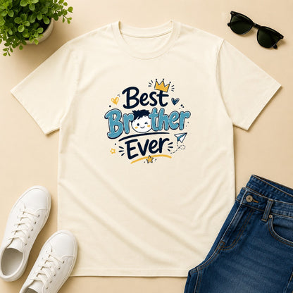 Ahaeli Best Brother Ever Cute Graphic off white men's cotton T-shirt with premium printed design.