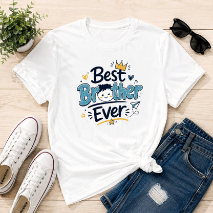 Ahaeli Best Brother Ever Cute Graphic white men's cotton T-shirt with premium printed design.