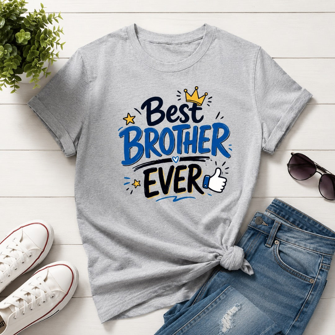 Ahaeli Best Brother Ever grey melange men's cotton T-shirt with premium graphic print.