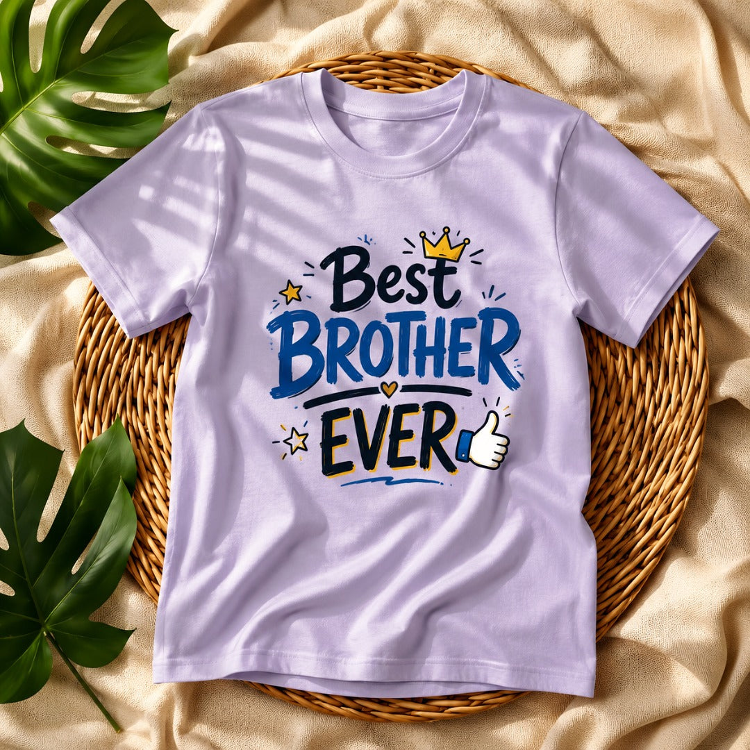 Ahaeli Best Brother Ever lavender men's cotton T-shirt with premium graphic print.