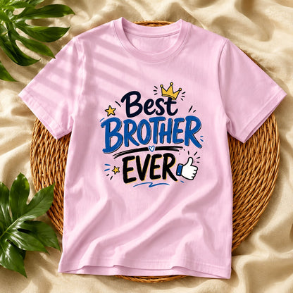 Ahaeli Best Brother Ever baby pink men's cotton T-shirt with premium graphic print.