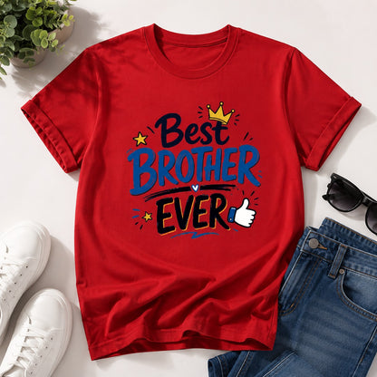 Ahaeli Best Brother Ever red men's cotton T-shirt with premium graphic print.