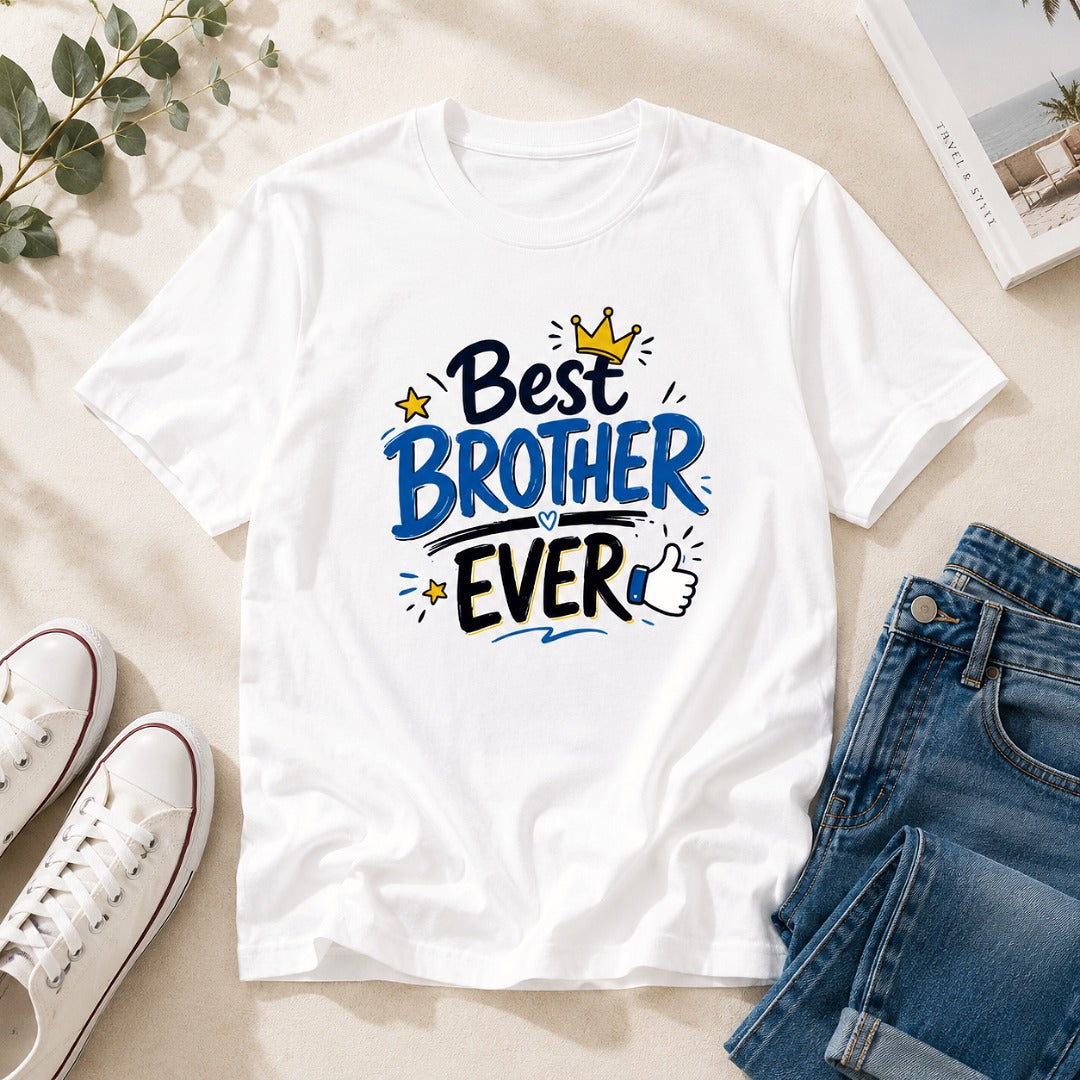 Ahaeli Best Brother Ever white men's cotton T-shirt with premium graphic print.