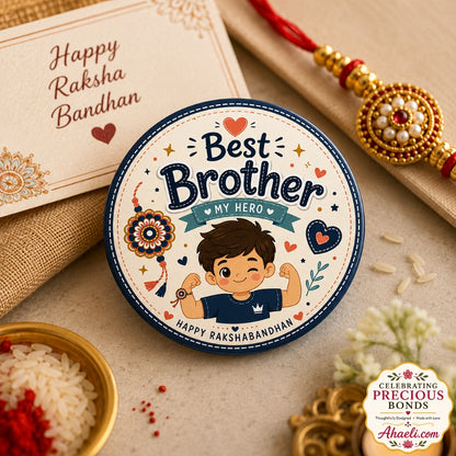 Best Brother My Hero Rakhi Badge – cute Raksha Bandhan pin badge gift for brother