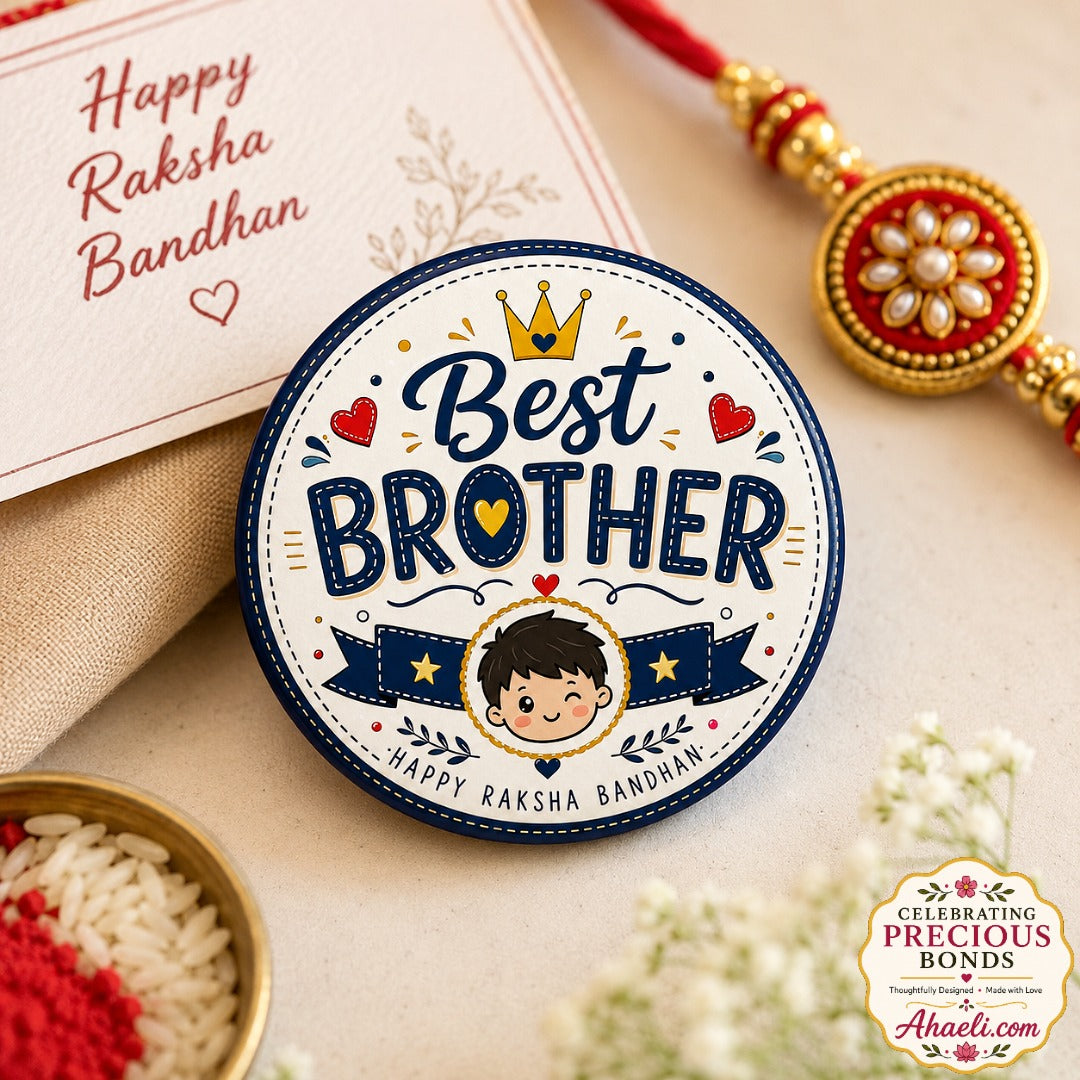 Best Brother Rakhi Badge – Raksha Bandhan round pin badge gift for brother