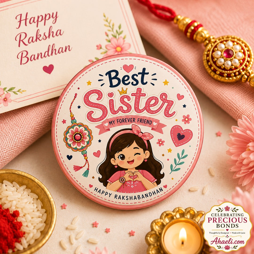 Best Sister My Forever Friend Rakhi Badge – cute Raksha Bandhan pin badge gift for sister