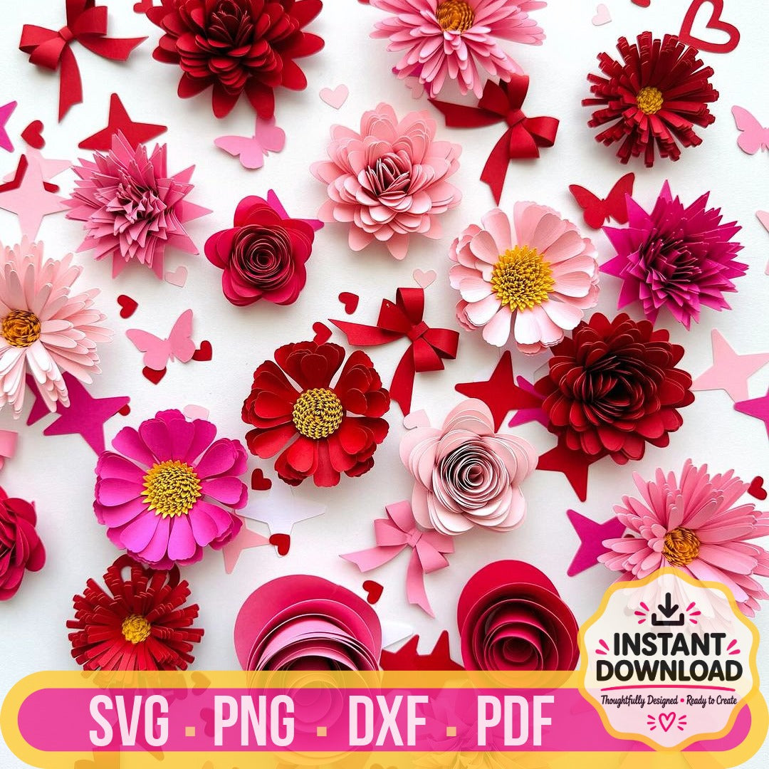 Blossom Haven 25 realistic cut flower design bundle with SVG PNG DXF and PDF files