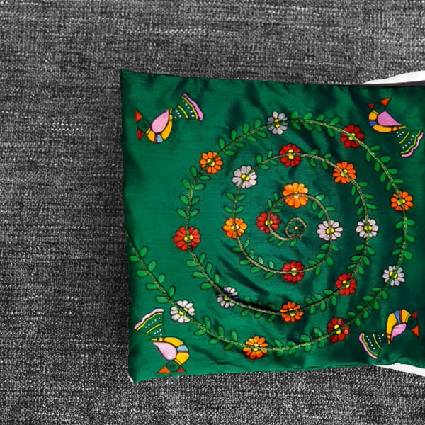 Cushion Cover - Floral Mithila Art - Ahaeli