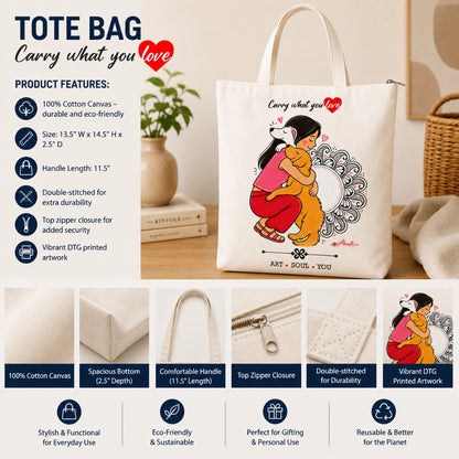 Dog Lover Tote Bag – Cute Pet Lover Canvas Tote Bag