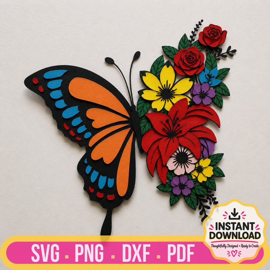 Layered butterfly SVG templates for 3D paper crafting