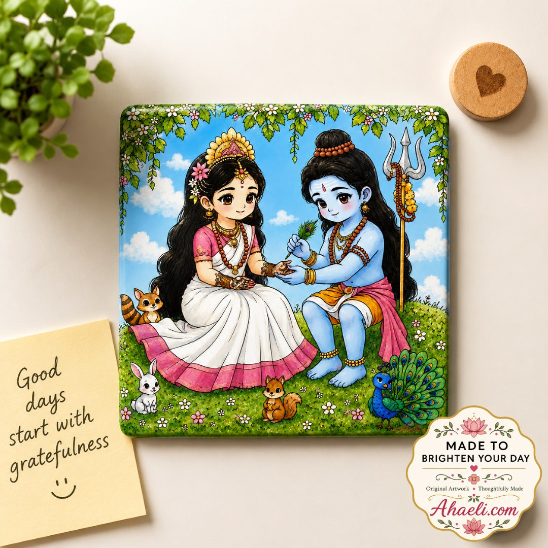 Lord Shiva Parvati Fridge Magnet – Divine Love Art