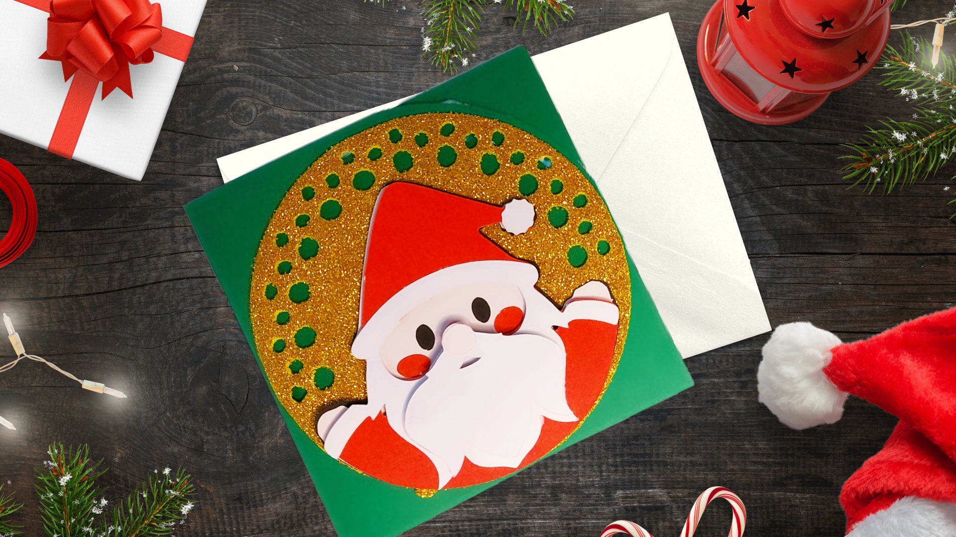 Santa Layered Card SVG & PDF Files - Ahaeli