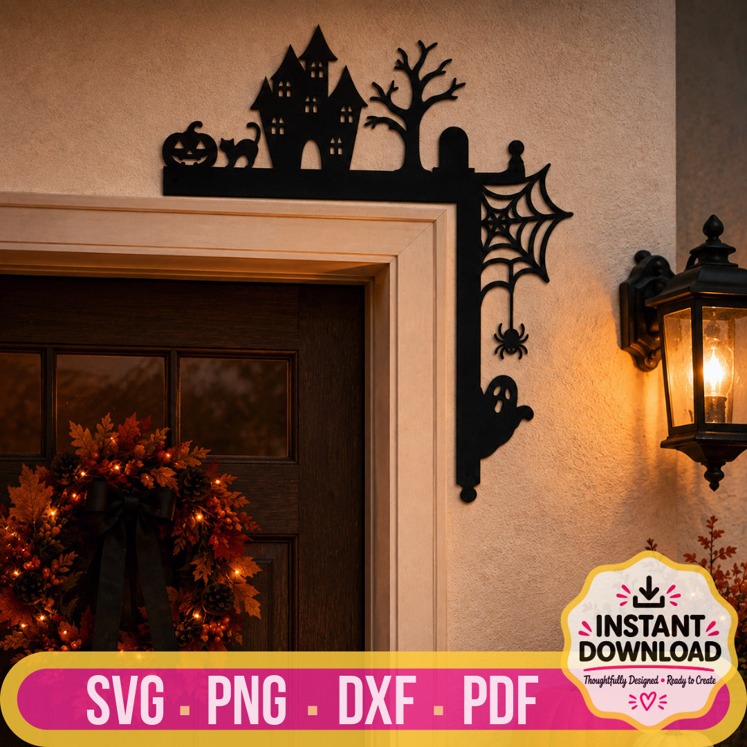Spooky Halloween corner decoration silhouette SVG for Halloween home decor