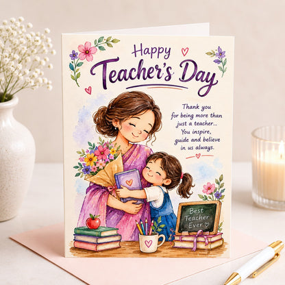 Thank You Teacher | Watercolor Teacher's Day Card