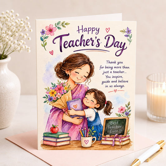 Thank You Teacher | Watercolor Teacher's Day Card - Ahaeli