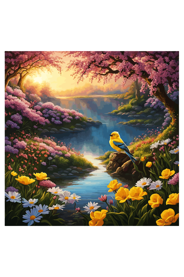 Paintings - Riverside Blossoms - Ahaeli