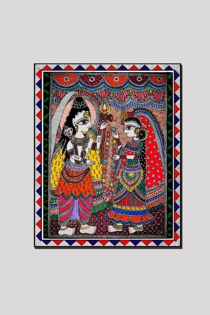 Paintings - Shiv Parvati Vivah (Mithila Art) - Ahaeli