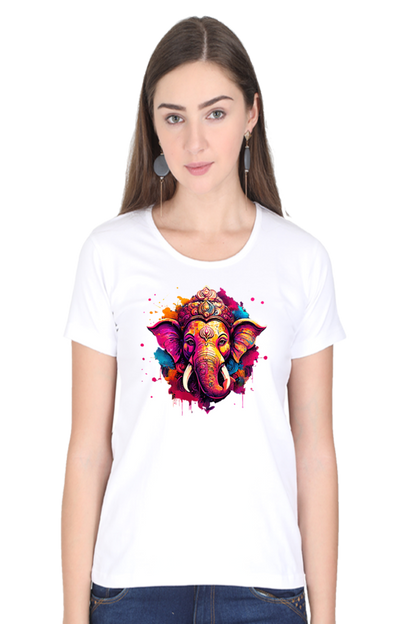 Women's T-Shirt - Ganesha's Holi Splash - Ahaeli