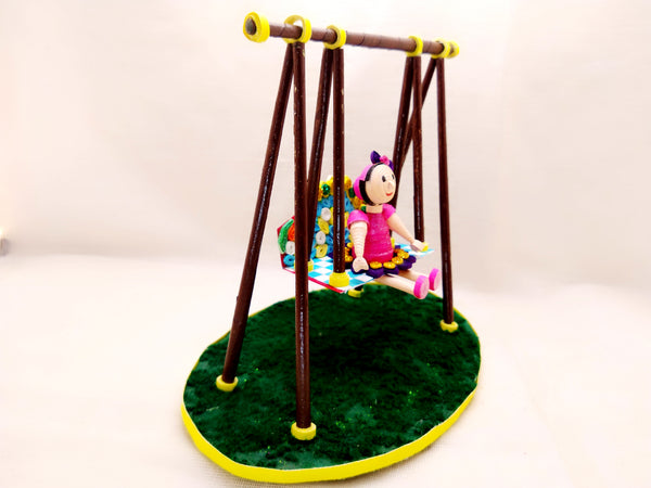 Miniature - Doll on Swing - Quilled Art - Ahaeli