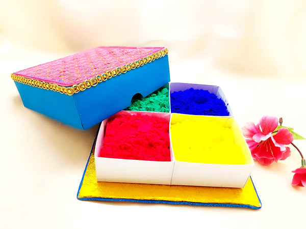 Holi Organic Colours - Pack of 4 colors (Papier Mache Box) - Ahaeli