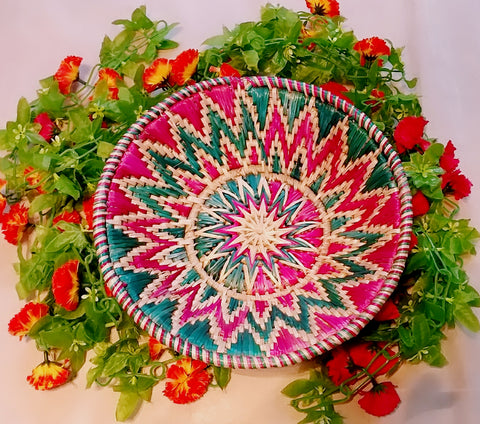Sikki Grass Decorative Basket- Colorful Floral Small - Ahaeli