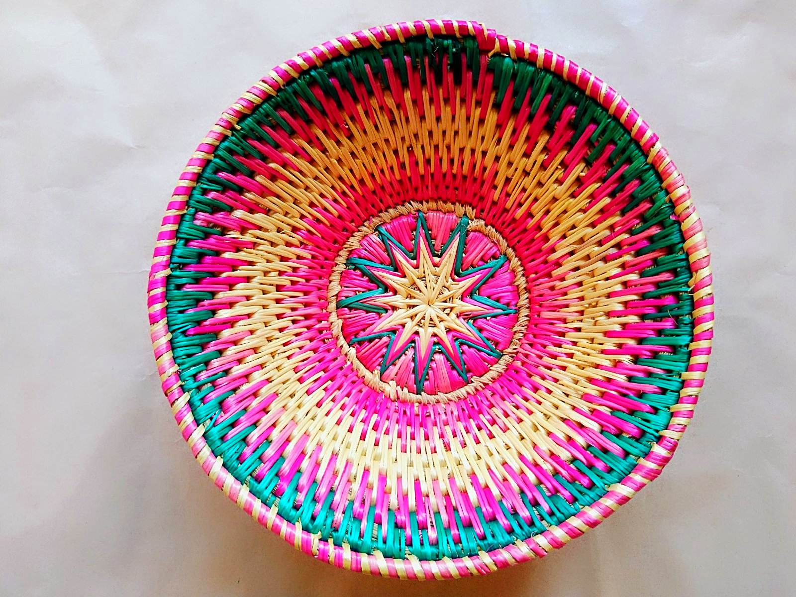 Sikki Grass Decorative Basket- Cream Floral Small - Ahaeli