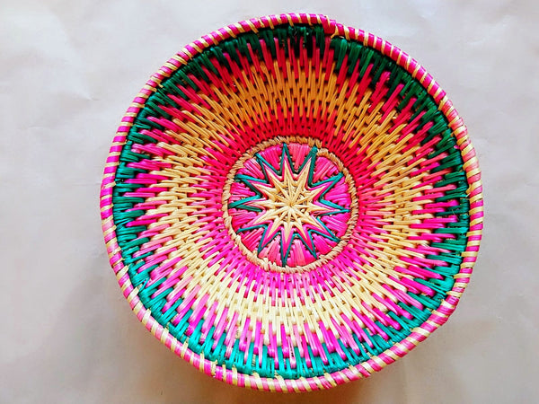 Sikki Grass Decorative Basket- Cream Floral Small - Ahaeli