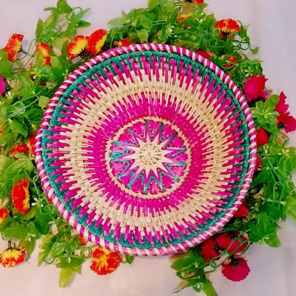 Sikki Grass Decorative Basket- Cream Floral Small - Ahaeli