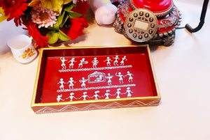 Wooden Tray - Wedding Celebration (Warli Art) - Ahaeli